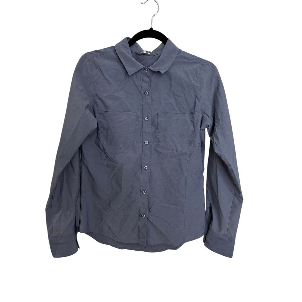 The North Face Shirt Womens Small Button Down Long Sleeve Blue Hiking Outdoor